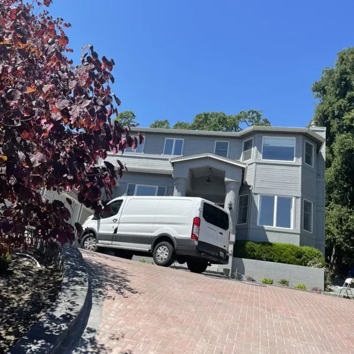 Before and after of deep concrete pressure washing